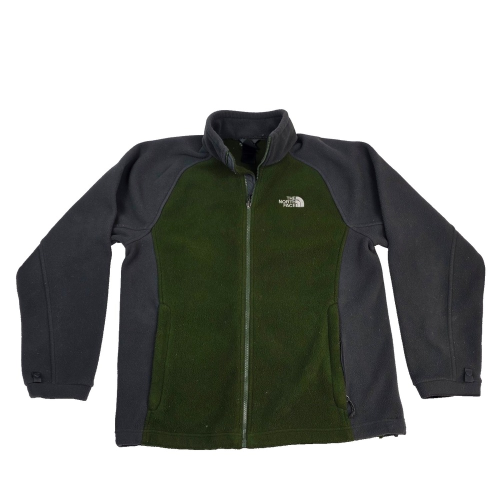 The North Face Long Sleeve Full Zip Fleece - Mens M Green Gray